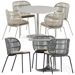 Kodo dining chairs by Vincent Sheppard and Fiore Outdoor table by bebitalia Table Chair 3D Models 