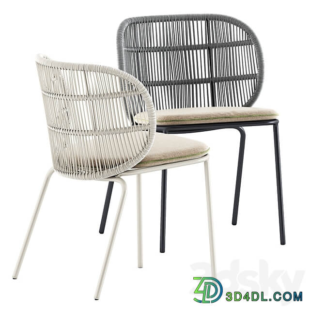 Kodo dining chairs by Vincent Sheppard and Fiore Outdoor table by bebitalia Table Chair 3D Models