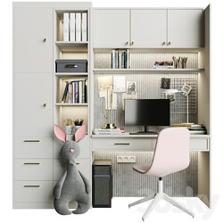Children 39 s wardrobe with a table and an armchair and a soft toy Miscellaneous 3D Models 