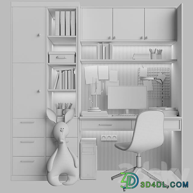 Children 39 s wardrobe with a table and an armchair and a soft toy Miscellaneous 3D Models