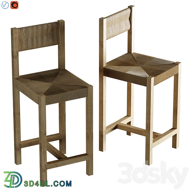 Malibu Woven Bar Counter Stools 3D Models