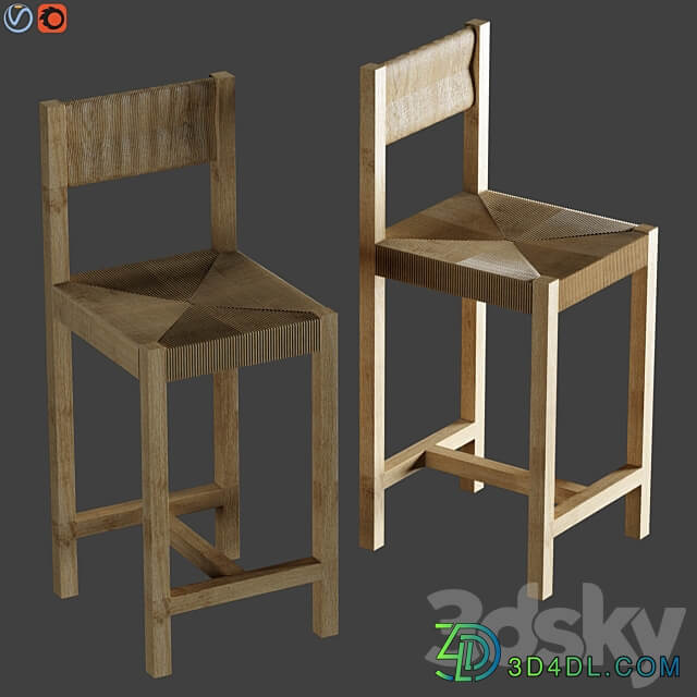 Malibu Woven Bar Counter Stools 3D Models