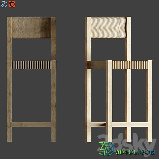 Malibu Woven Bar Counter Stools 3D Models