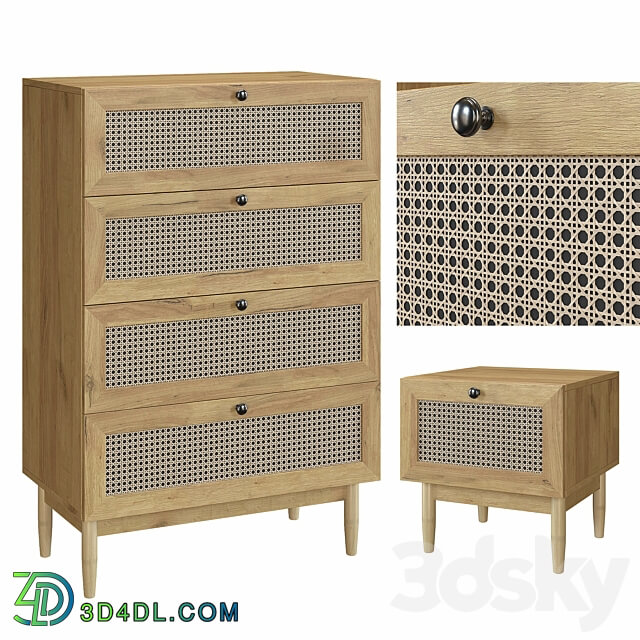 Bedside table Roshal Wood and Chest of drawers Roshal 1 Wood Sofa.ru Sideboard Chest of drawer 3D Models