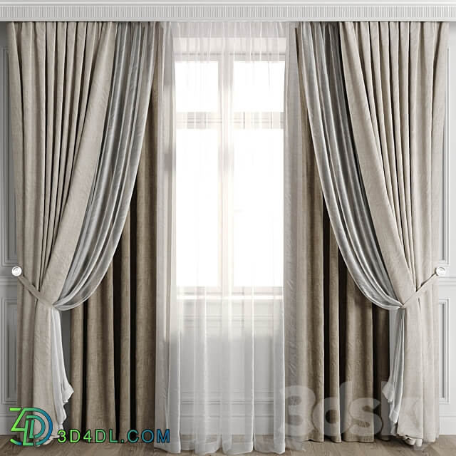 Curtains with window 502C 3D Models