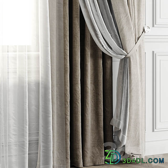 Curtains with window 502C 3D Models