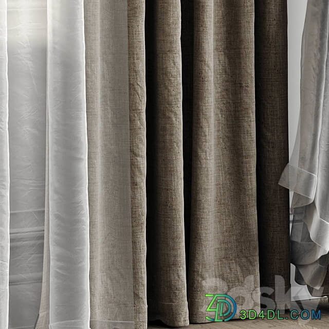 Curtains with window 502C 3D Models