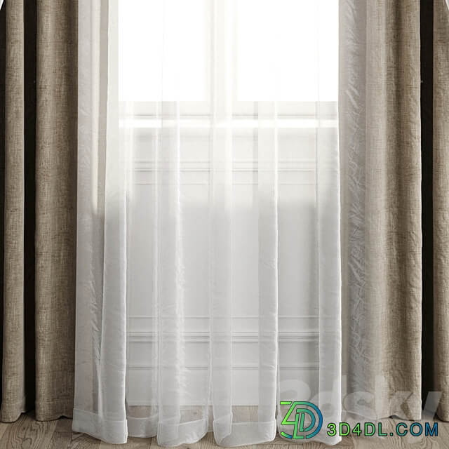 Curtains with window 502C 3D Models