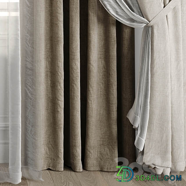 Curtains with window 502C 3D Models