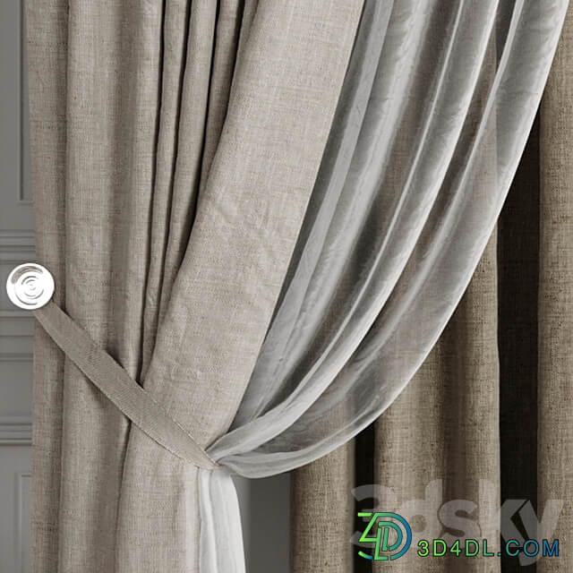 Curtains with window 502C 3D Models