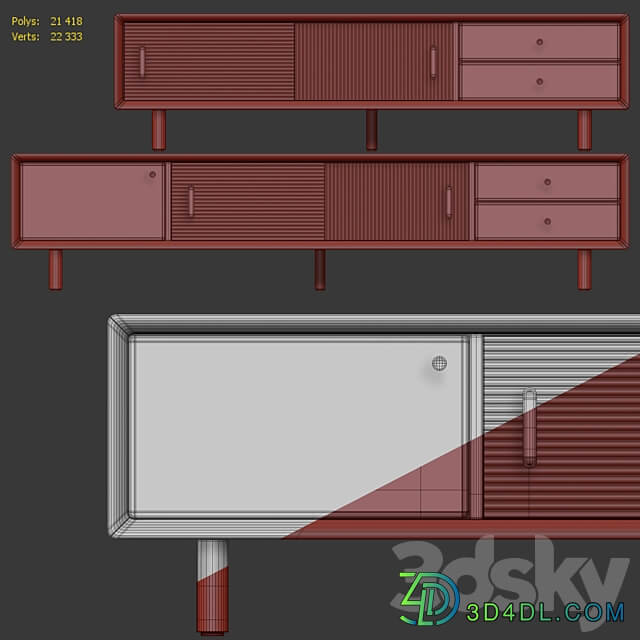 Chest of drawers Tvstand sideboard Mid Century. Decor Diva Sideboard Chest of drawer 3D Models