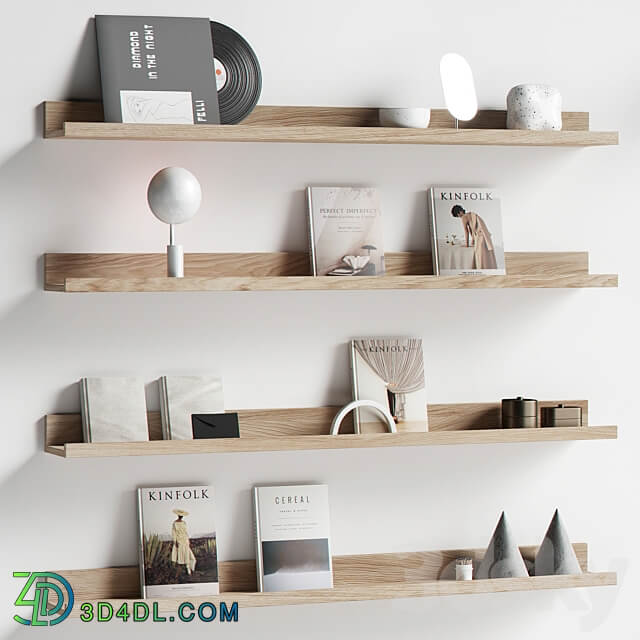 Decorative set 050 bookshelf 3D Models