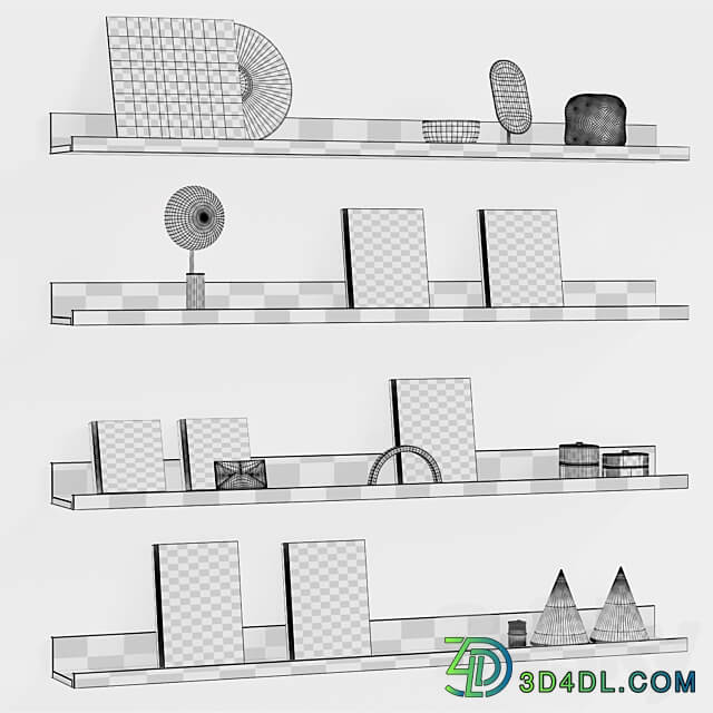 Decorative set 050 bookshelf 3D Models