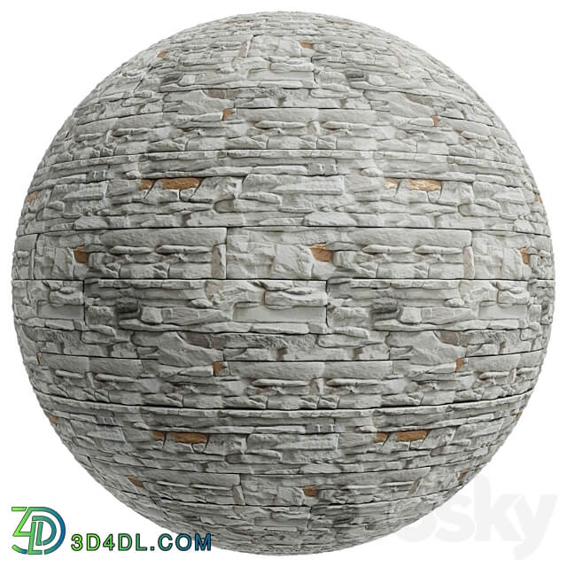 FB434 White facade decorative stone 1MAT PBR Seamless Stone 3D Models