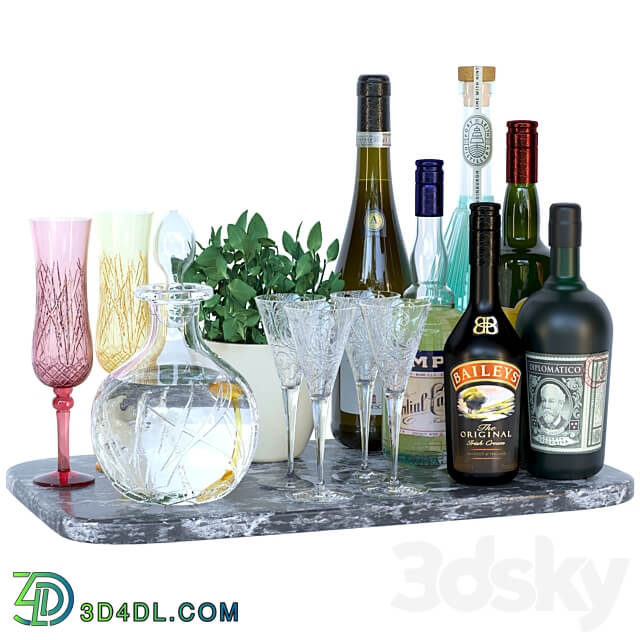 Home bar alcohol collection 3D Models
