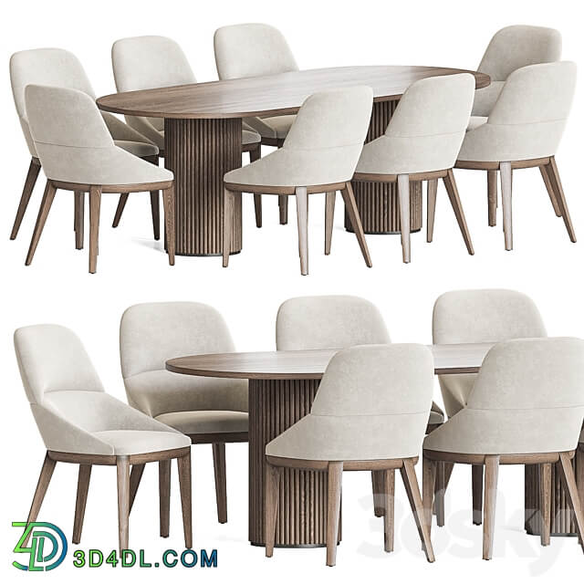 Queen Chair Campbell Table Dining Set Table Chair 3D Models