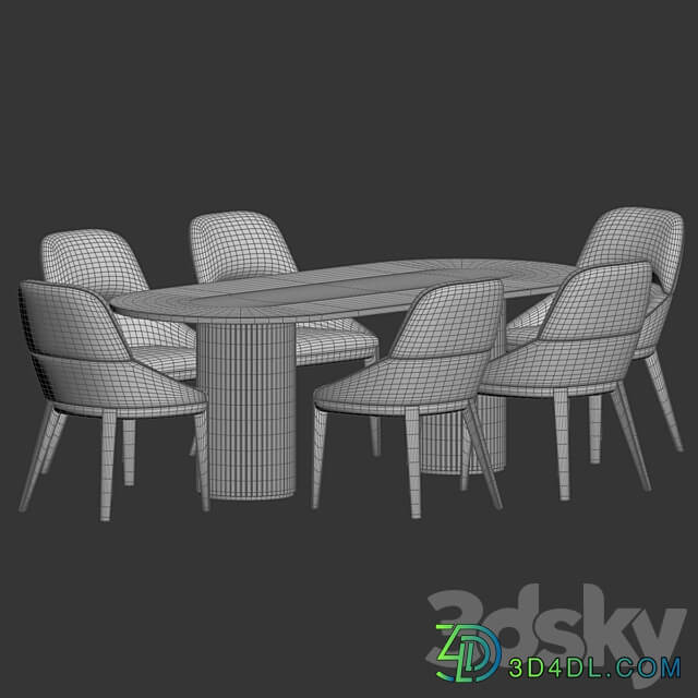 Queen Chair Campbell Table Dining Set Table Chair 3D Models