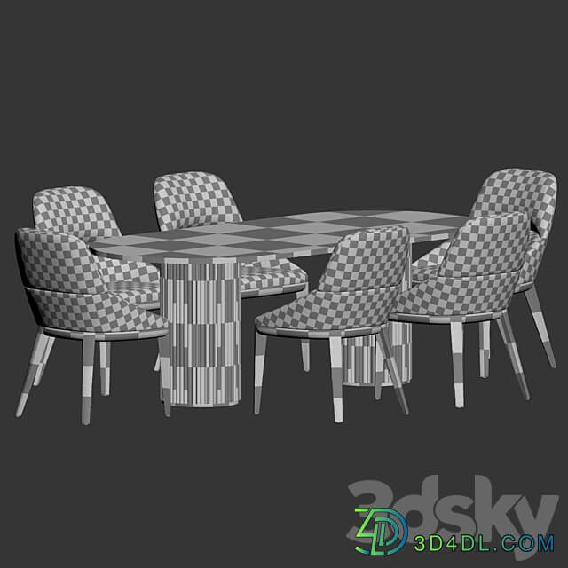 Queen Chair Campbell Table Dining Set Table Chair 3D Models