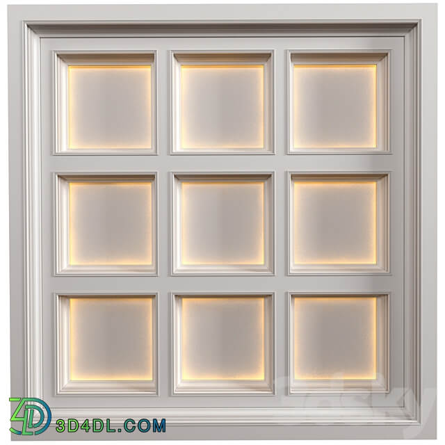 Art Deco coffered illuminated ceiling.Modern coffered illuminated ceiling 3D Models