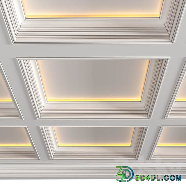 Art Deco coffered illuminated ceiling.Modern coffered illuminated ceiling 3D Models