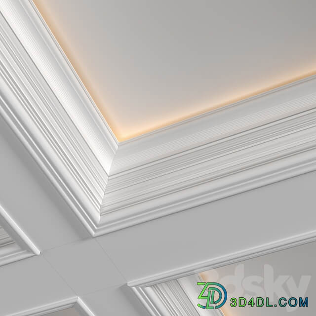 Art Deco coffered illuminated ceiling.Modern coffered illuminated ceiling 3D Models