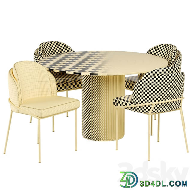 Angelo chairs with Palais Royal dining table Table Chair 3D Models