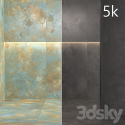 Porcelain tile Laminam OSSIDO VERDERAME NERO. 3000x1000 mm. 3D Models 