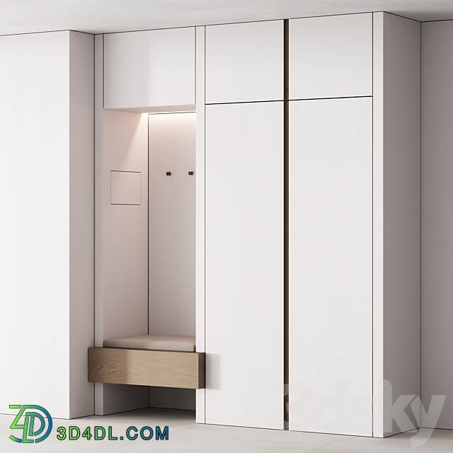 192 hallway zone 05 minimal white with gaps 01 Wardrobe Display cabinets 3D Models