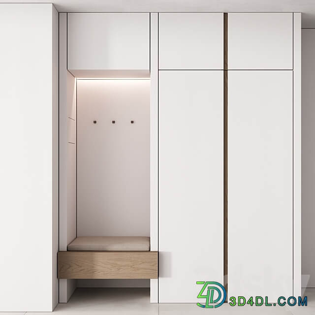 192 hallway zone 05 minimal white with gaps 01 Wardrobe Display cabinets 3D Models