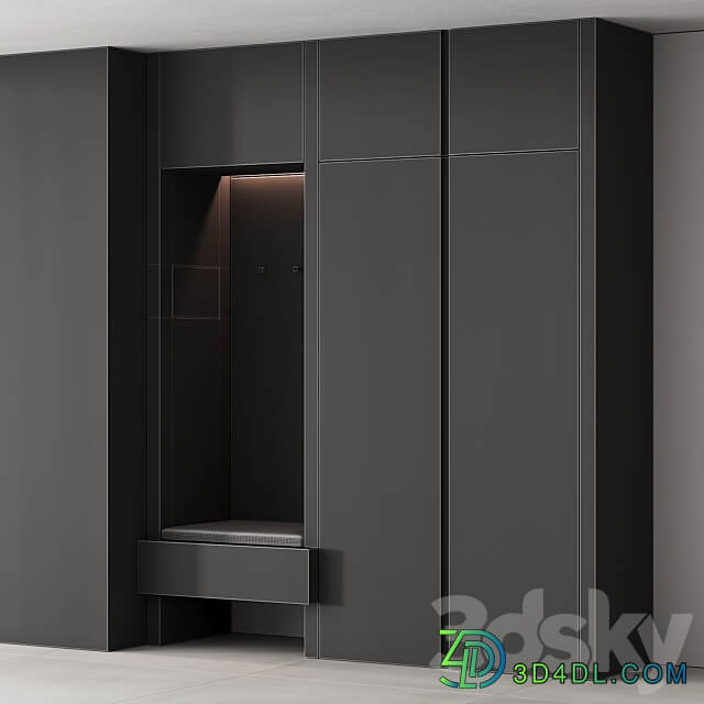 192 hallway zone 05 minimal white with gaps 01 Wardrobe Display cabinets 3D Models