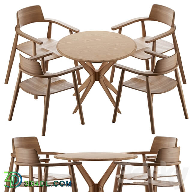 Table Alden with chairs Samurai Table Chair 3D Models