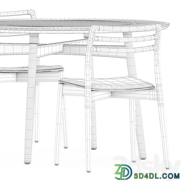 Cabin chair by Vipp and BA103 round table by Carl Hansen and Son Table Chair 3D Models