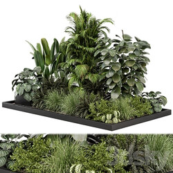 Outdoor Garden Set Bush and Tree Garden Set 1030 3D Models 