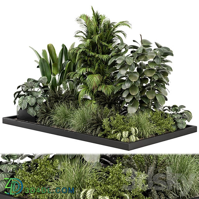 Outdoor Garden Set Bush and Tree Garden Set 1030 3D Models