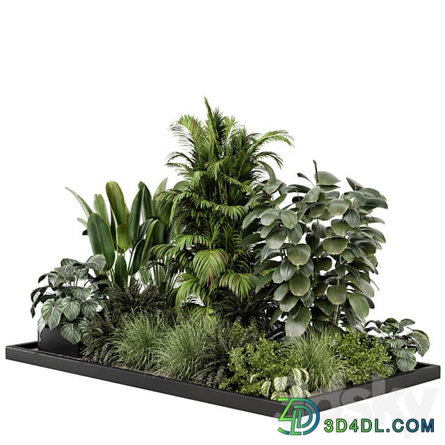 Outdoor Garden Set Bush and Tree Garden Set 1030 3D Models