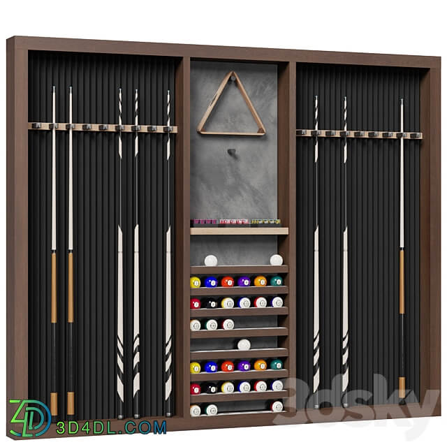 Billiard Wall Rack 3D Models