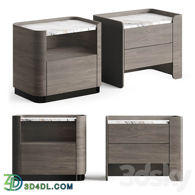 Echo Wood Bedside Table Lux Lucia Casa Sideboard Chest of drawer 3D Models