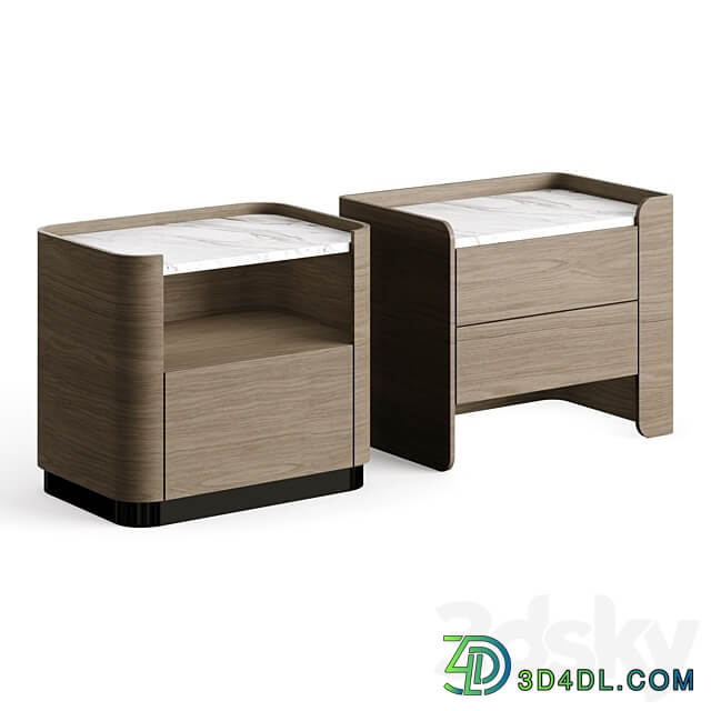 Echo Wood Bedside Table Lux Lucia Casa Sideboard Chest of drawer 3D Models