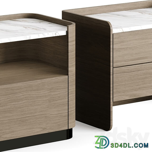 Echo Wood Bedside Table Lux Lucia Casa Sideboard Chest of drawer 3D Models