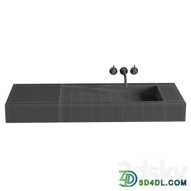 Lavabo suspendu Solid surface Blanc Mat 120x50 cm Feel 3D Models