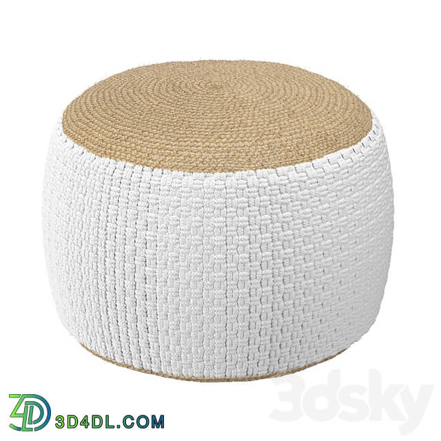 Pouffe woven from jute and cotton Knot 3D Models