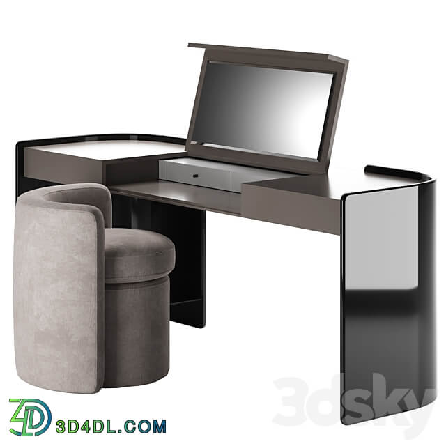 Modern Make Up Table with Pouf 3D Models