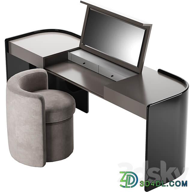 Modern Make Up Table with Pouf 3D Models