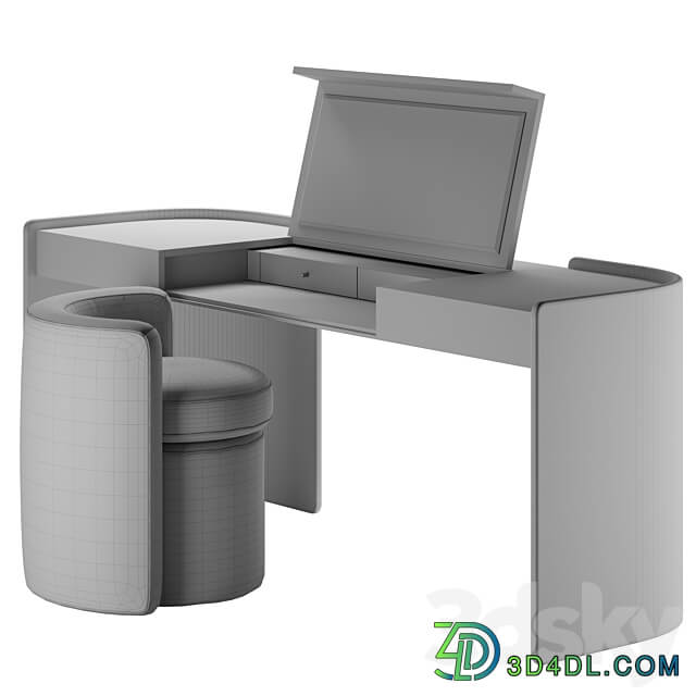 Modern Make Up Table with Pouf 3D Models