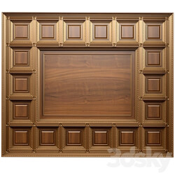 Ceiling set classic style.Classic wooden illuminated coffered ceiling 3D Models 