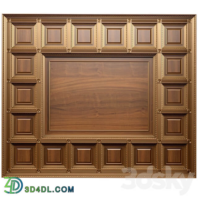 Ceiling set classic style.Classic wooden illuminated coffered ceiling 3D Models