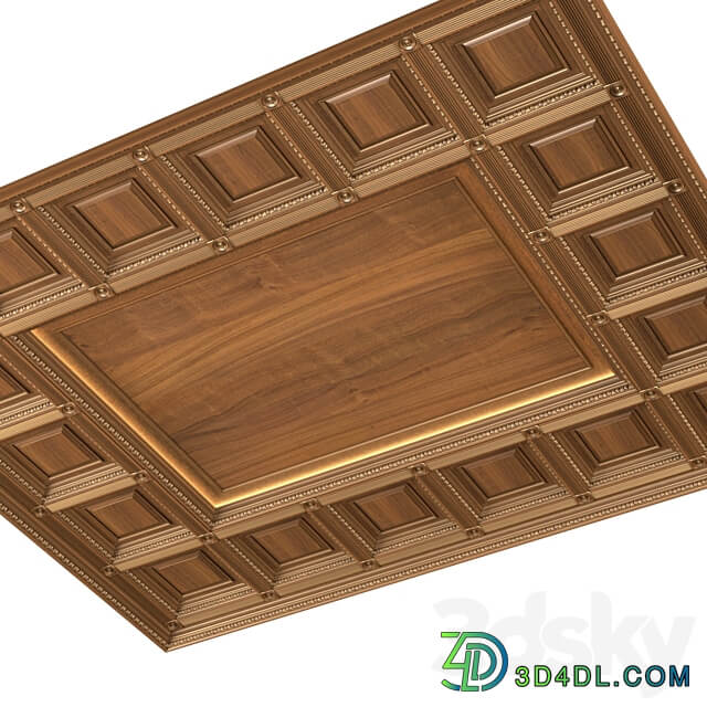 Ceiling set classic style.Classic wooden illuminated coffered ceiling 3D Models