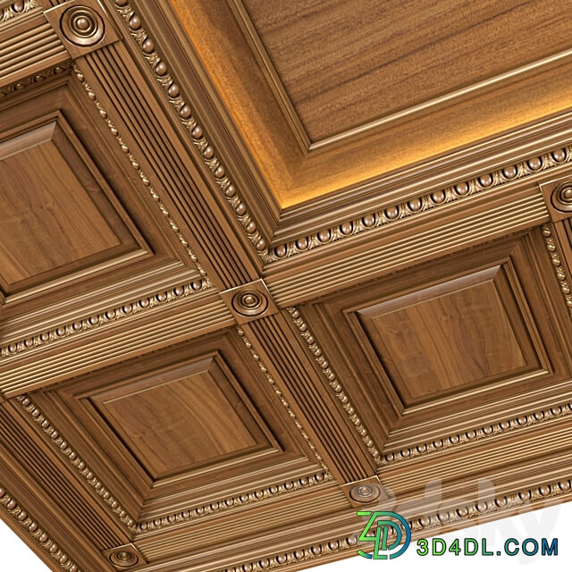 Ceiling set classic style.Classic wooden illuminated coffered ceiling 3D Models