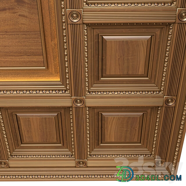 Ceiling set classic style.Classic wooden illuminated coffered ceiling 3D Models