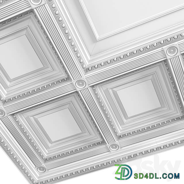 Ceiling set classic style.Classic wooden illuminated coffered ceiling 3D Models